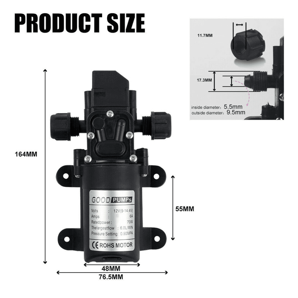 12V Self Priming Water Pump Kit (Includes Tap + 5m pipe) — image 2
