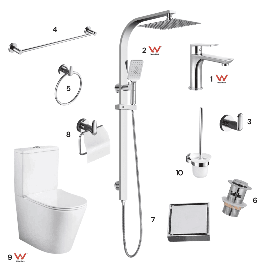 Complete Bathroom Package 1C | Polished Chrome | Watermark Certified