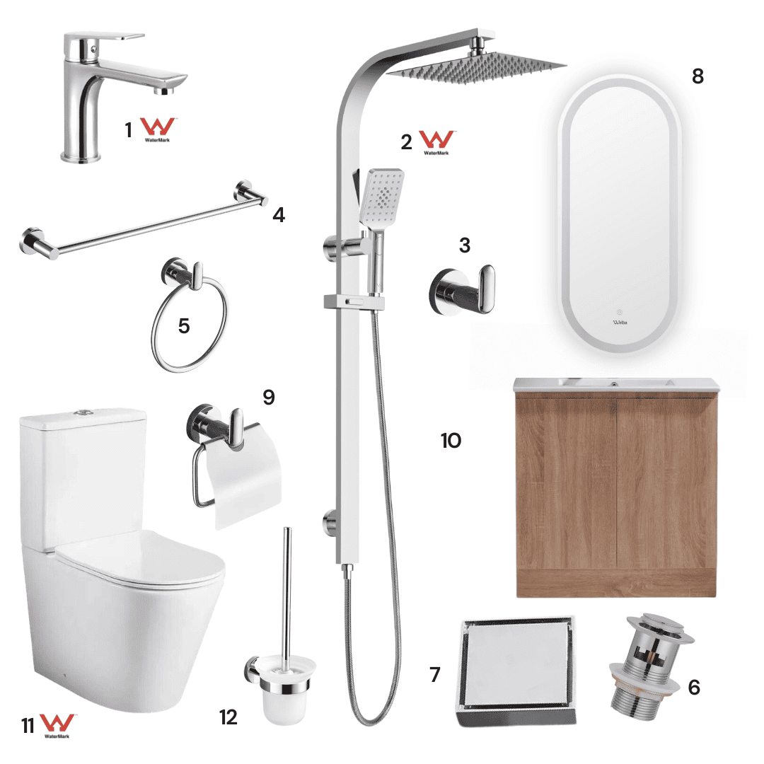 Complete Bathroom Package 3C | Polished Chrome | Watermark Certified