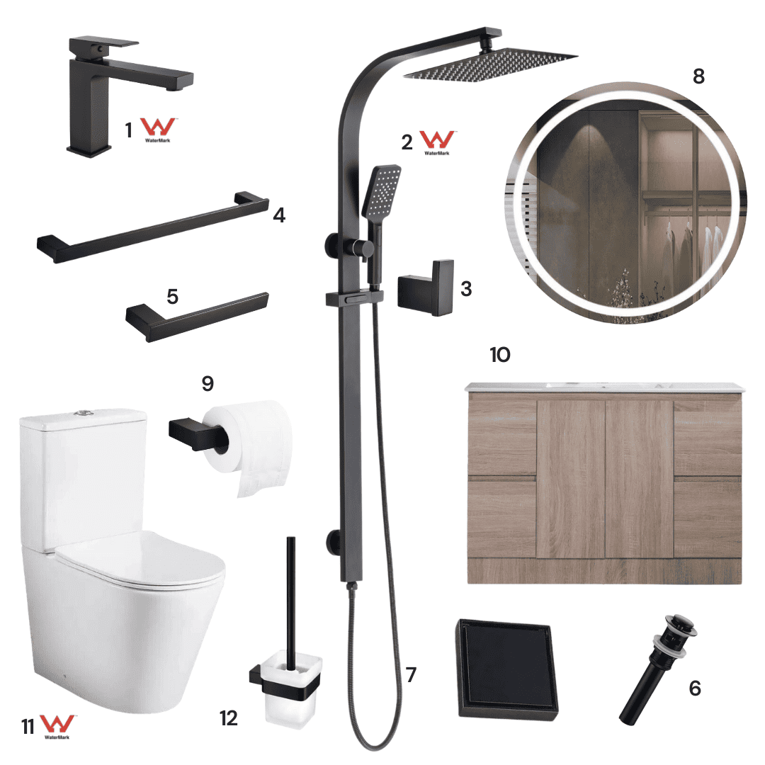 Complete Bathroom Package 4B | Matte Black | Watermark Certified