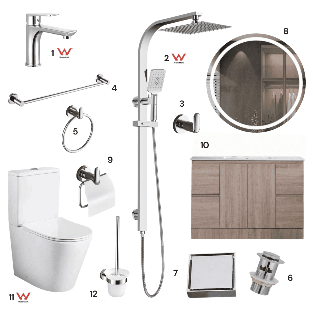 Complete Bathroom Package 4C | Polished Chrome | Watermark Certified