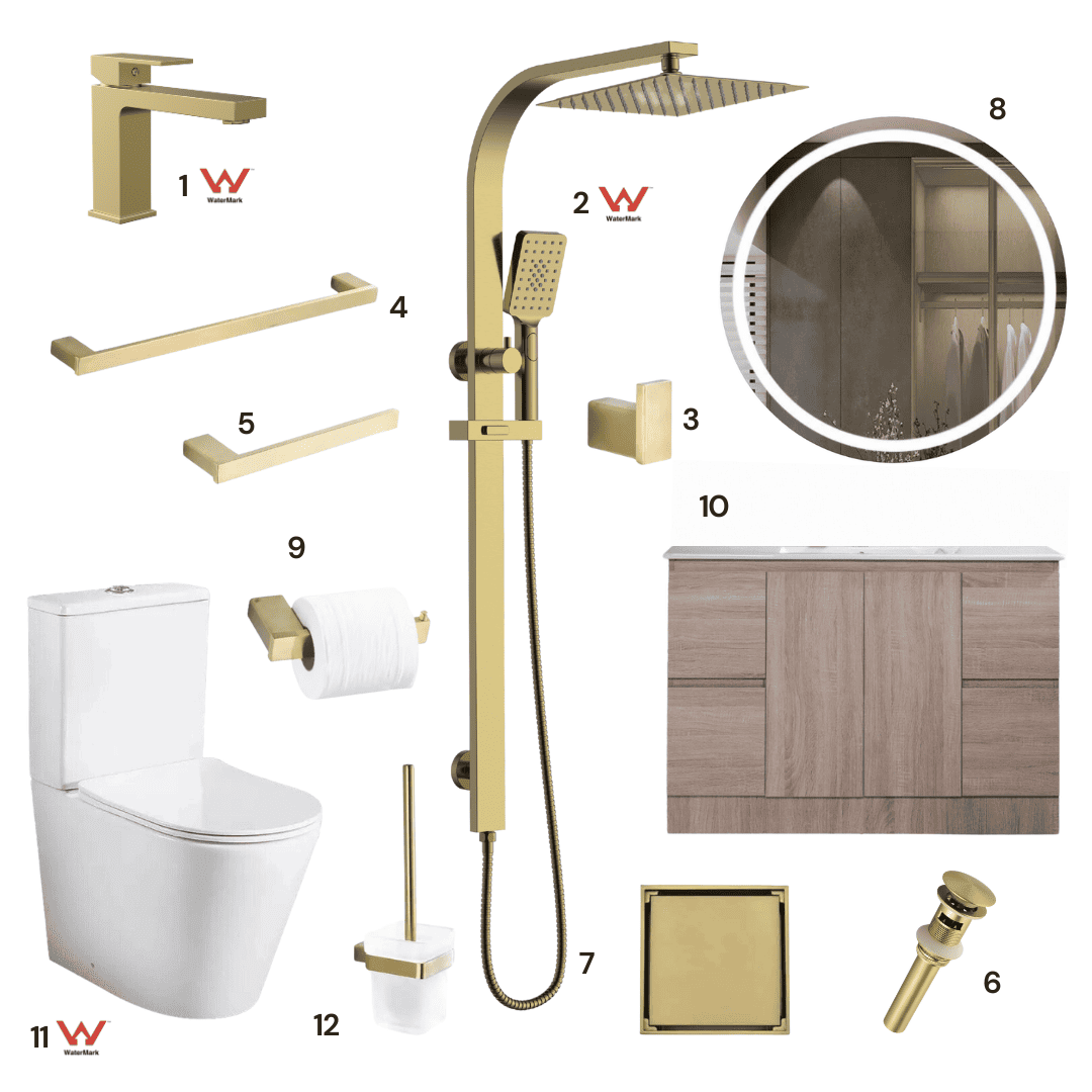Complete Bathroom Package 4G | Brushed Gold | Watermark Certified