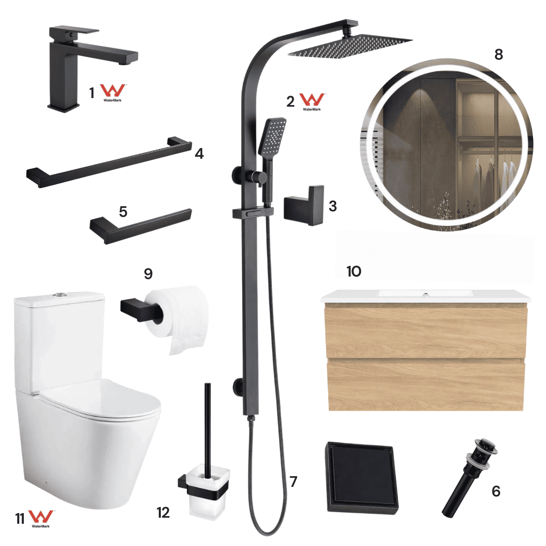 Complete Bathroom Package 2B | Matte Black | Watermark Certified