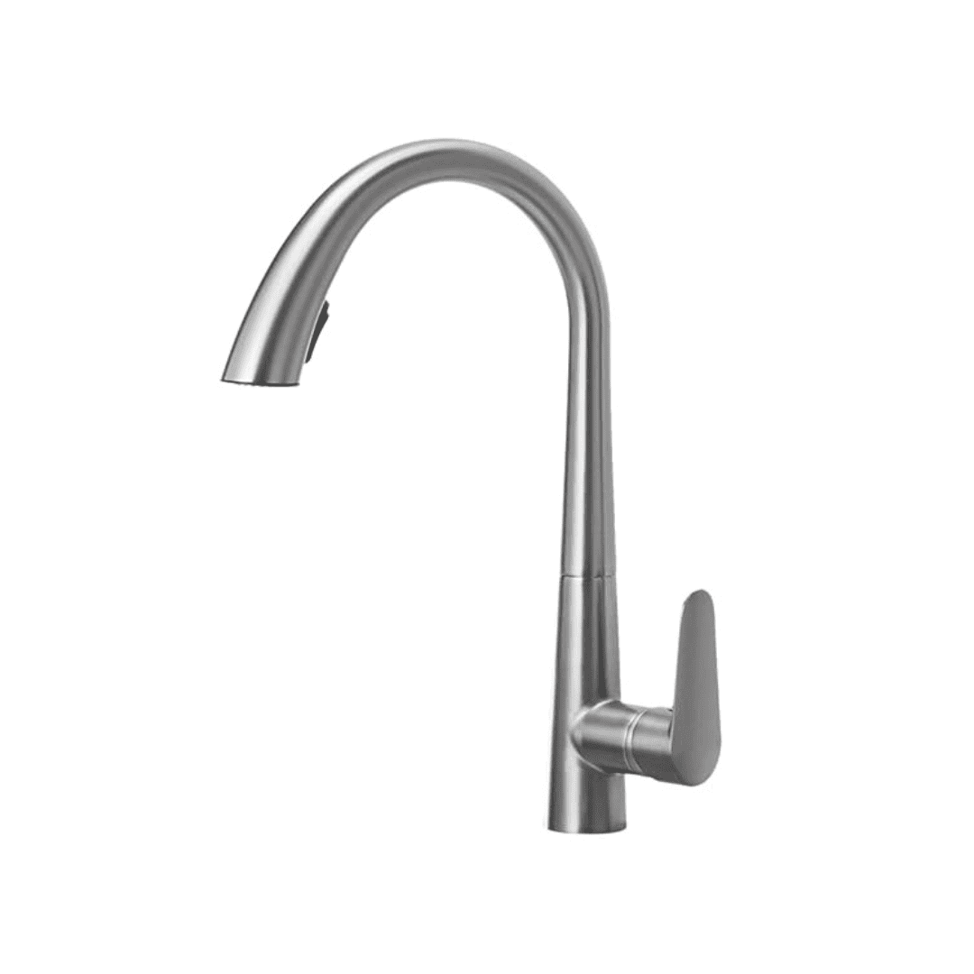 Pull Down Modern Kitchen Tap - Mixer in Brushed Nickel
