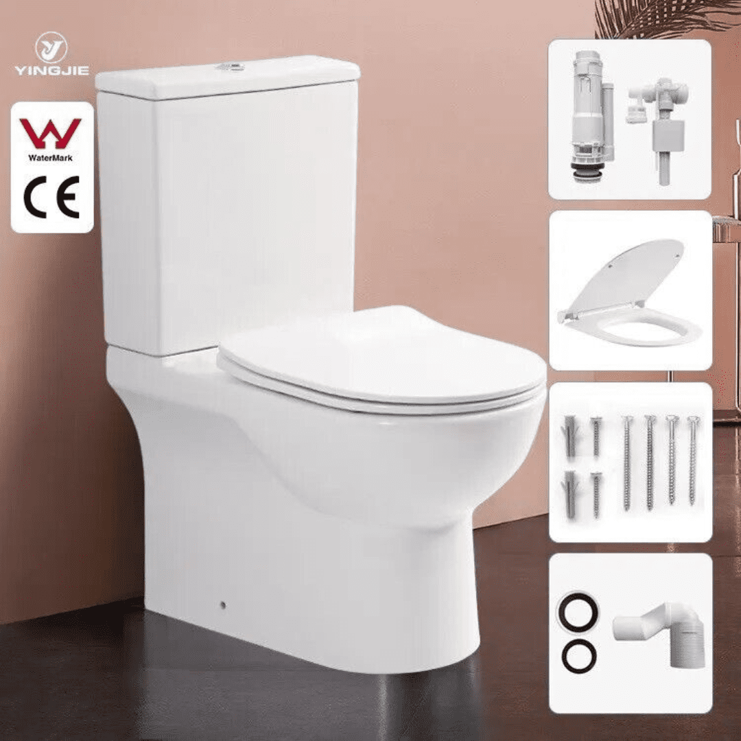 Toilet Rimless Modern Watermark Ceramic p trap Commode modern 2Piec... — image 3