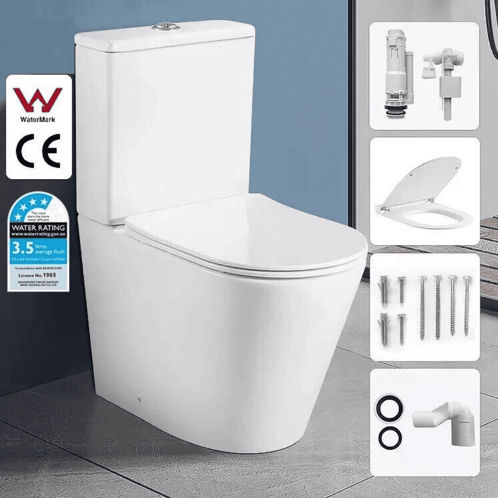 Rimless Watermark Back-to-Wall Toilet | Soft Close Seat | WELS Rated — image 2