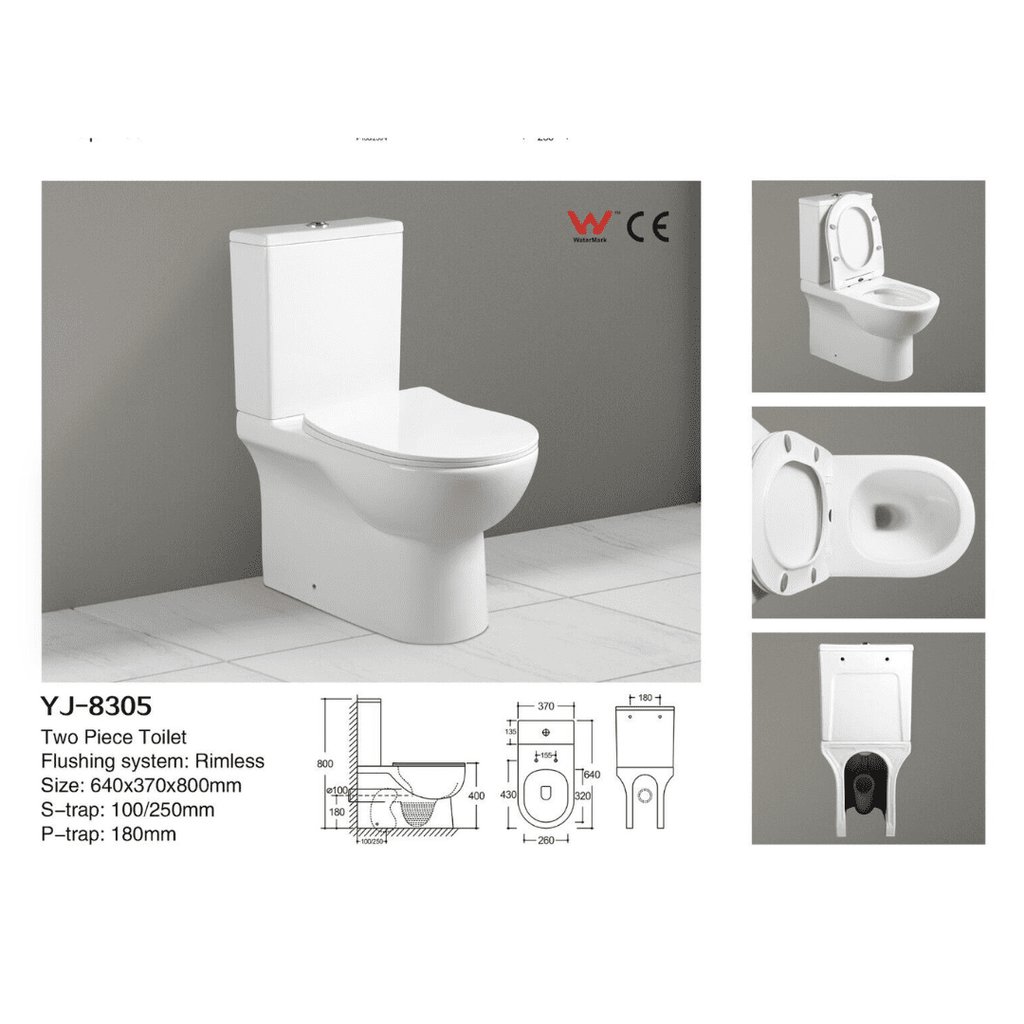 Toilet Rimless Modern Watermark Ceramic p trap Commode modern 2Piec... — image 5