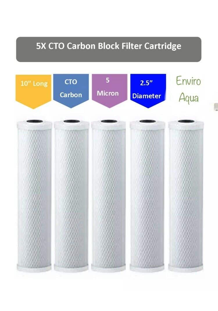 5 x Premium quality CTO Carbon Cartridges 10" x 2.5"