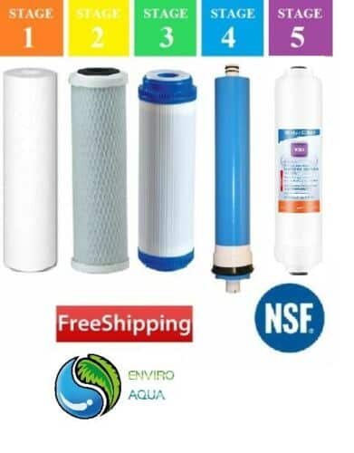 5 stage Reverse Osmosis RO Full Replacement set with 75 GPD membran...
