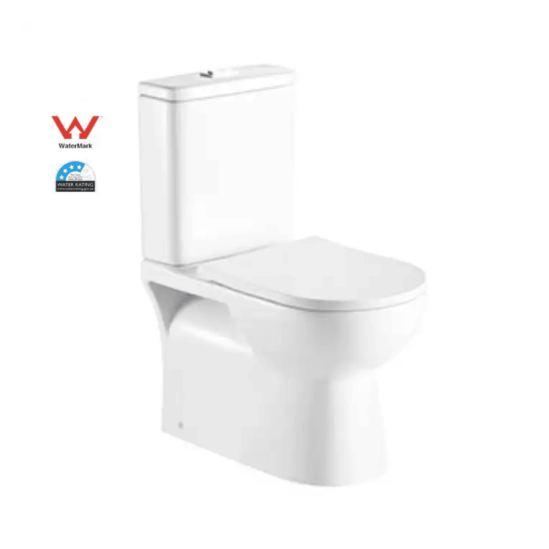 Back to Wall Rimless Dual Flush Ceramic Toilet Suite Soft Close Sea...