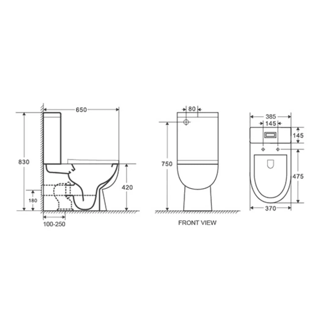 Back to Wall Rimless Dual Flush Ceramic Toilet Suite Soft Close Sea... — image 2